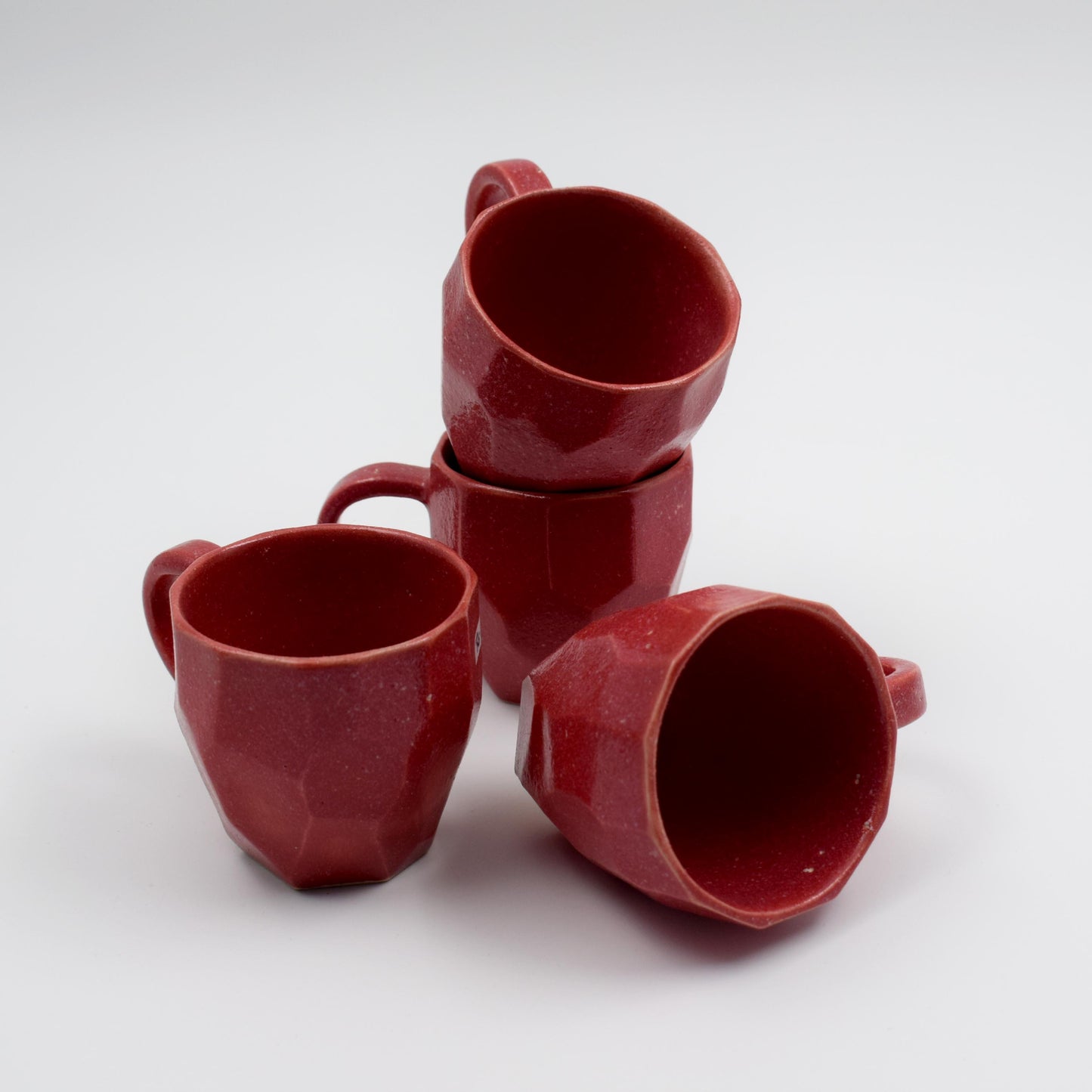 Facetted espresso cups-Red- (set of 4)