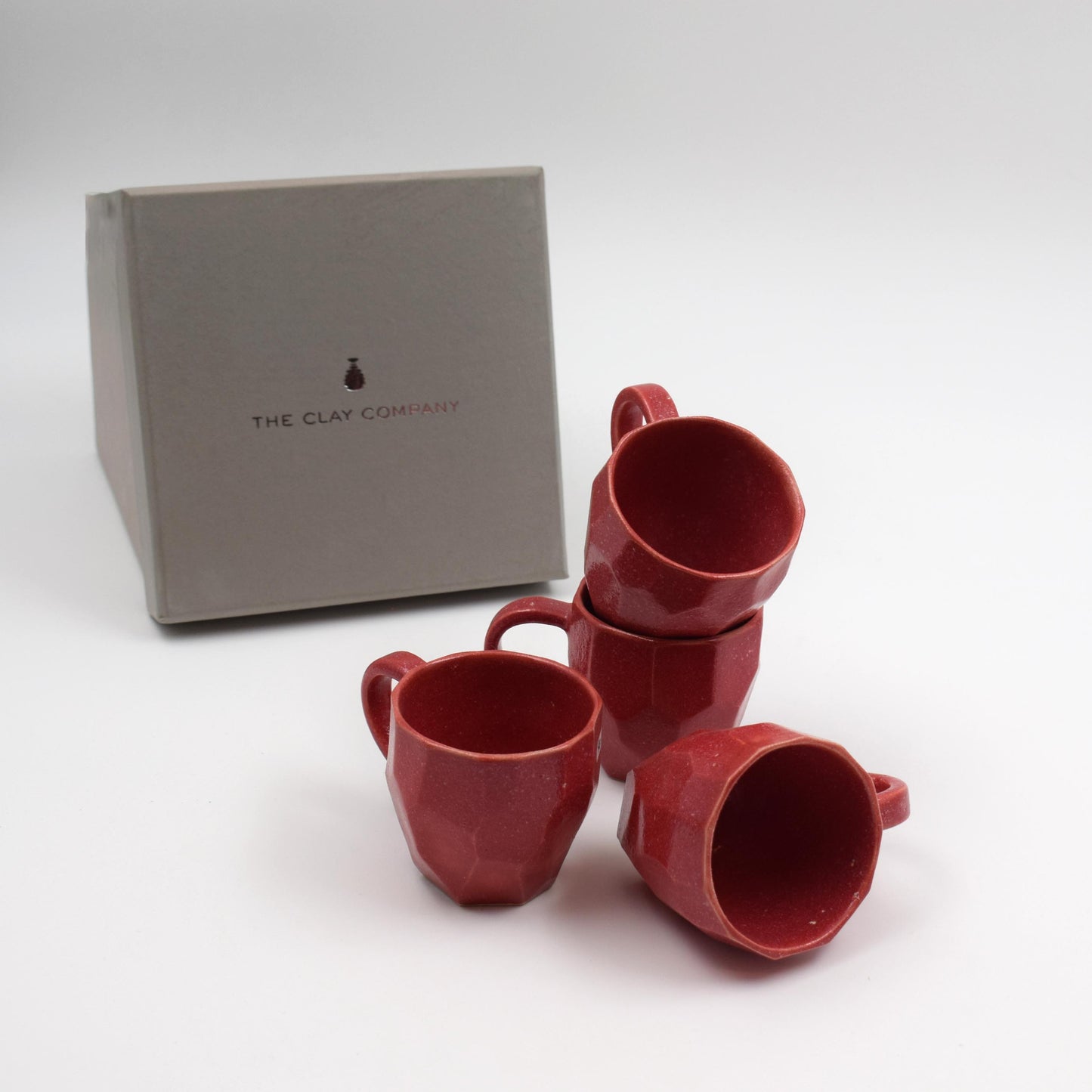 Facetted espresso cups-Red- (set of 4)
