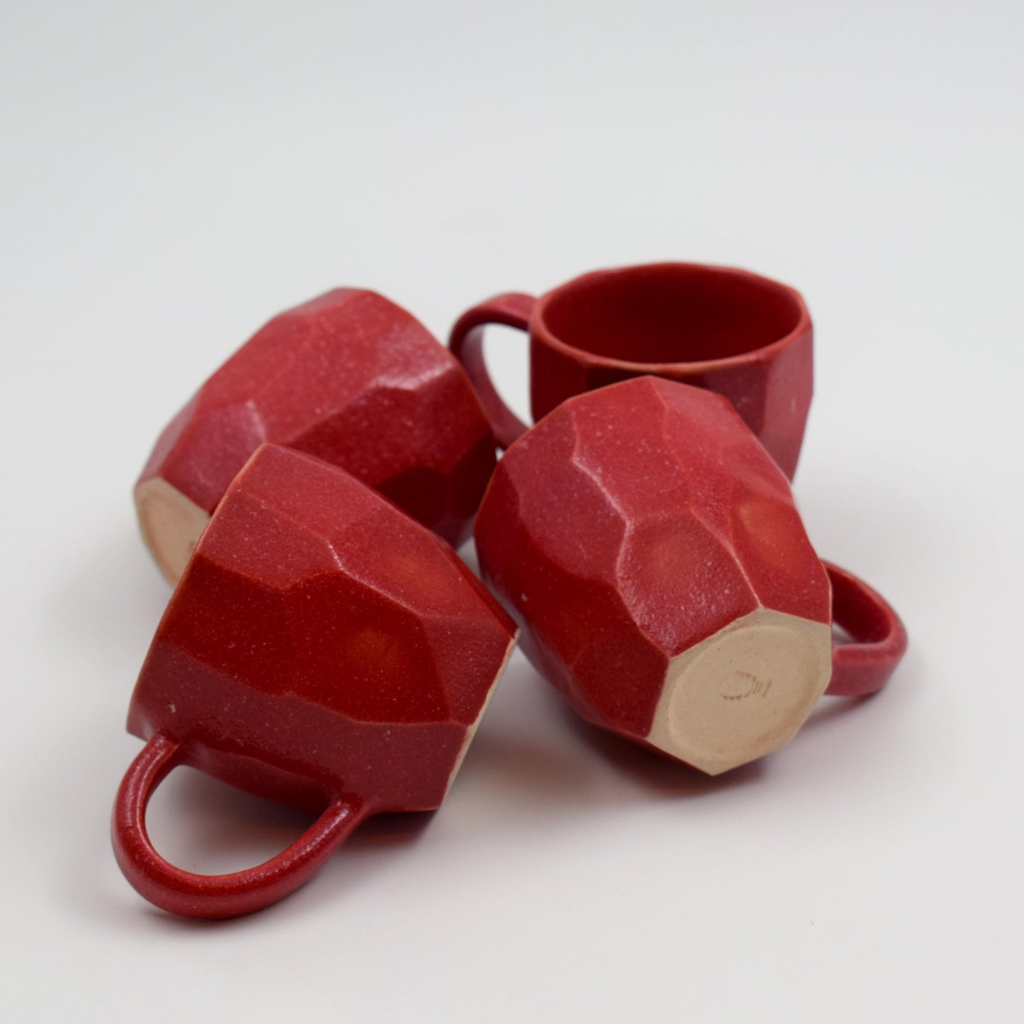 Facetted espresso cups-Red- (set of 4)