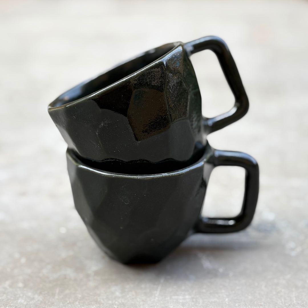 Faceted Cup (square handle) - Pair