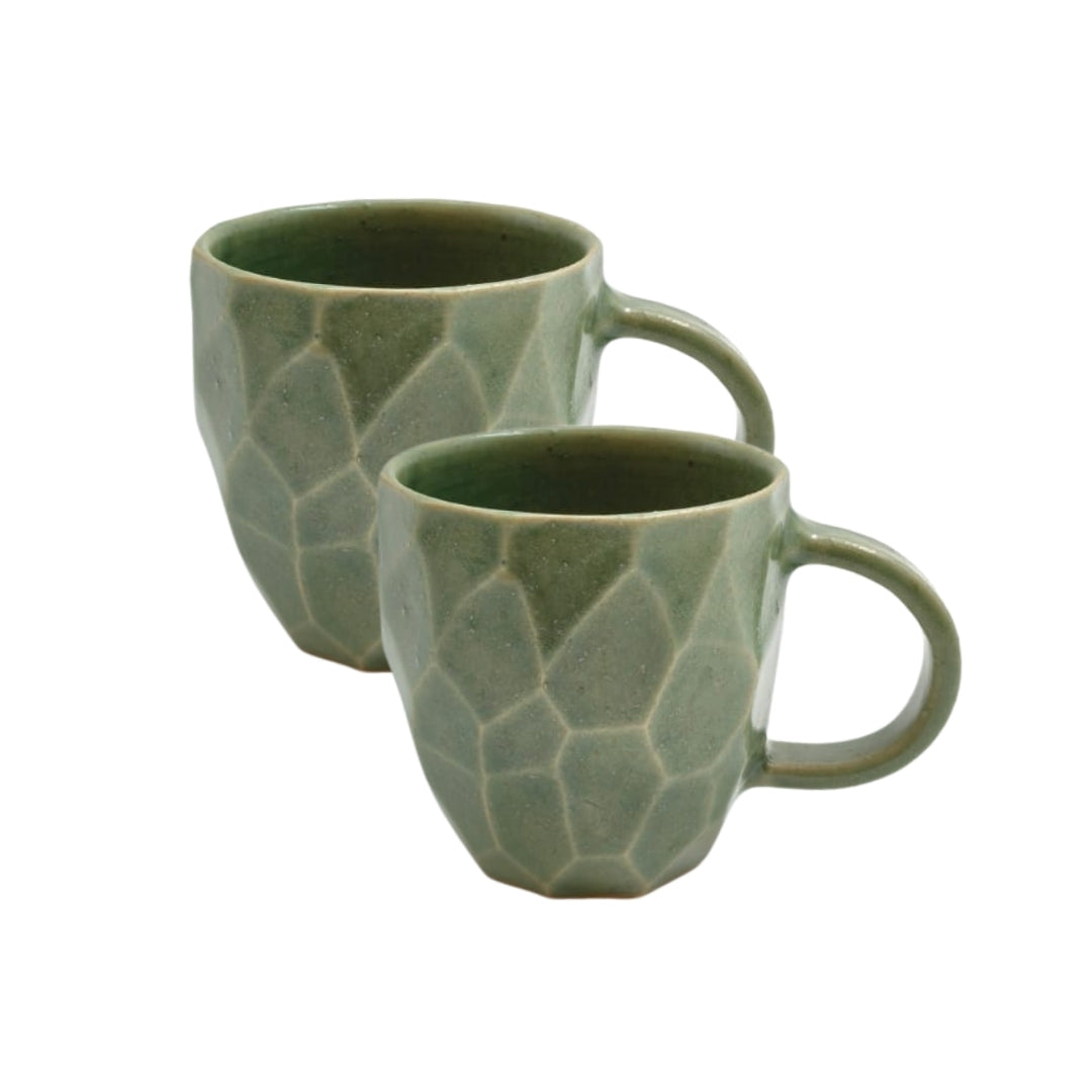 Diamond Faceted Mugs (pair)