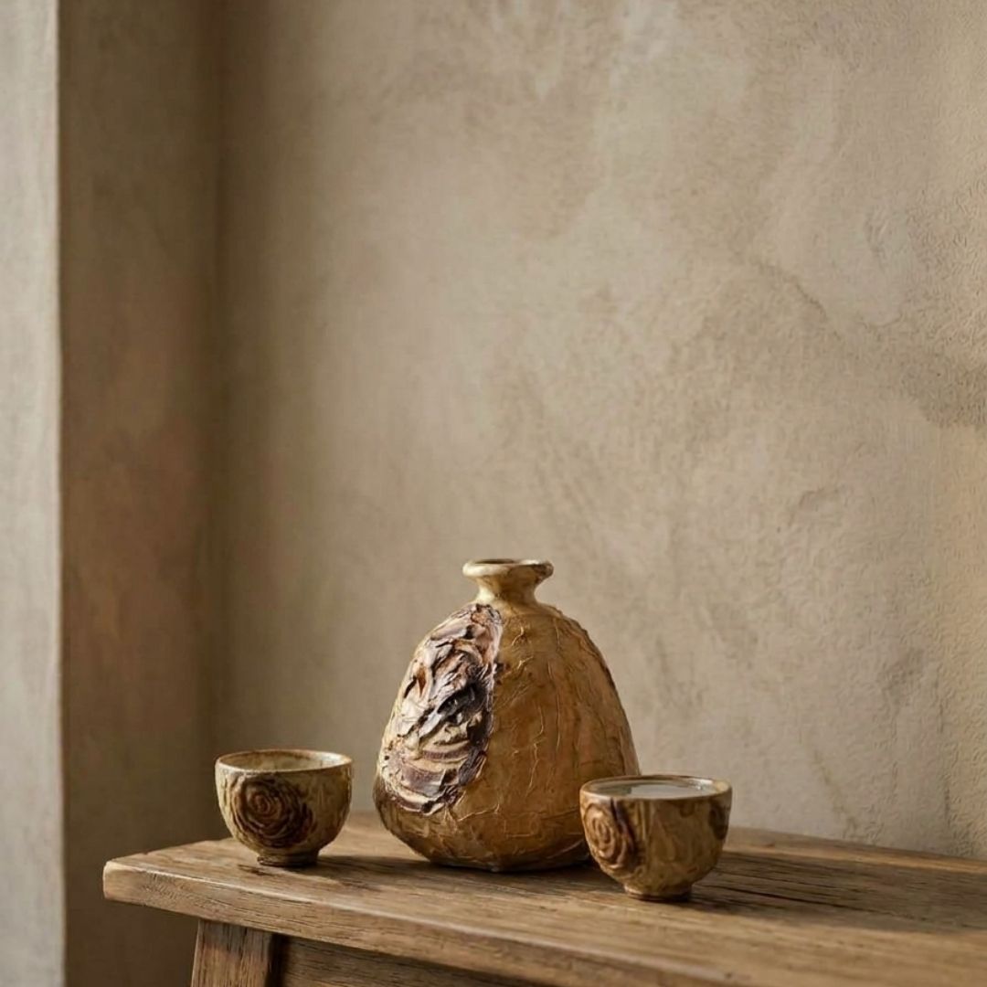 Sake Bottle and Cups (Set of 3)