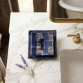 Blue purple check Soap Dish