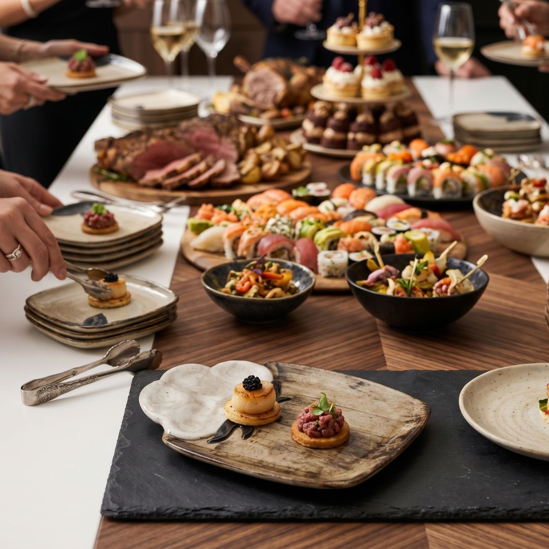 Cotton Sqaure Canape Plates (Set of 2)