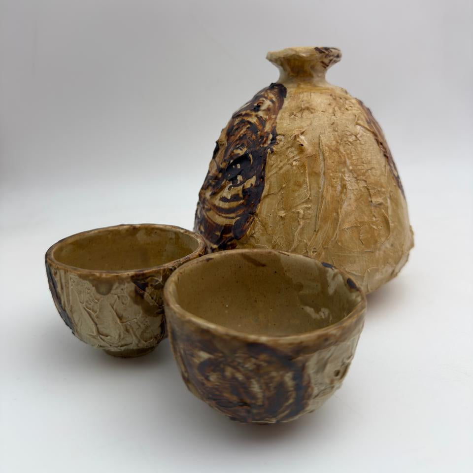 Sake Bottle and Cups (Set of 3)