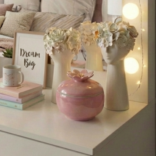 Solid color Multi-purpose box - with Gold tipped Flower knob