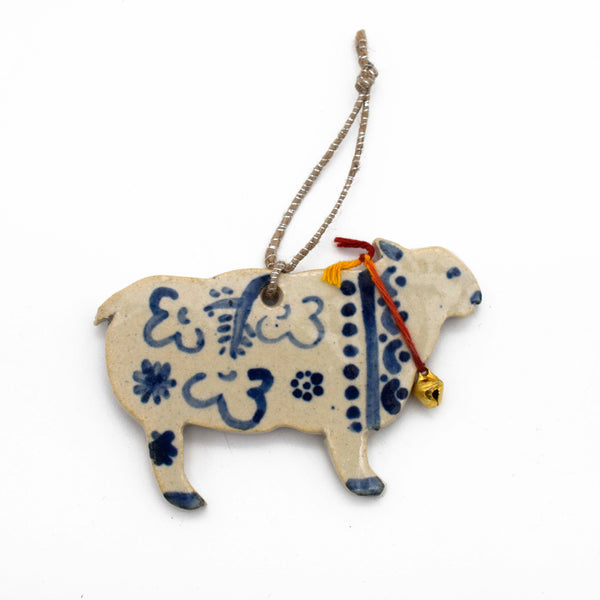 Festive Ceramic Sheep Ornaments set of 3 pieces