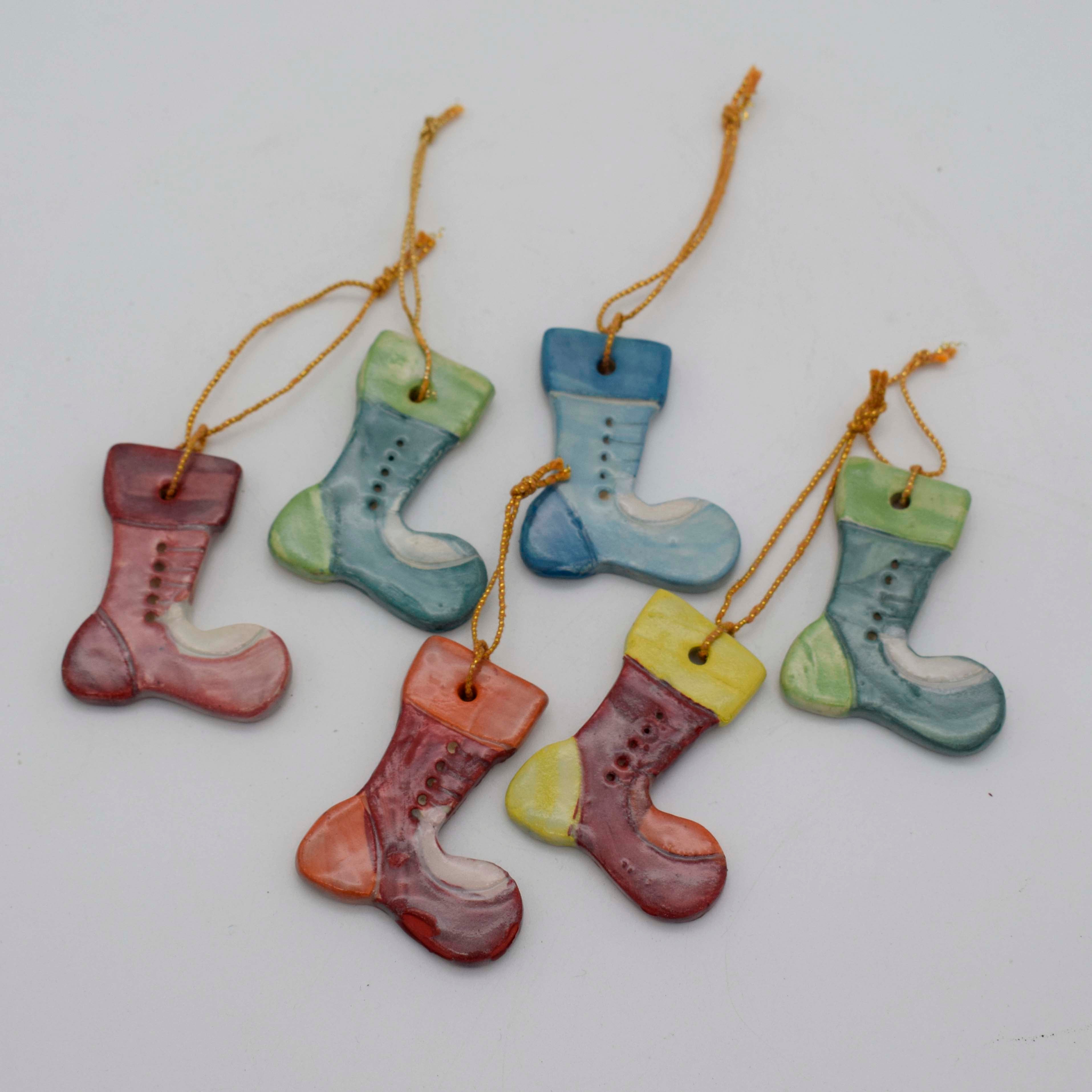 Cheerful Sock ornaments for Christmas Trees set of 6