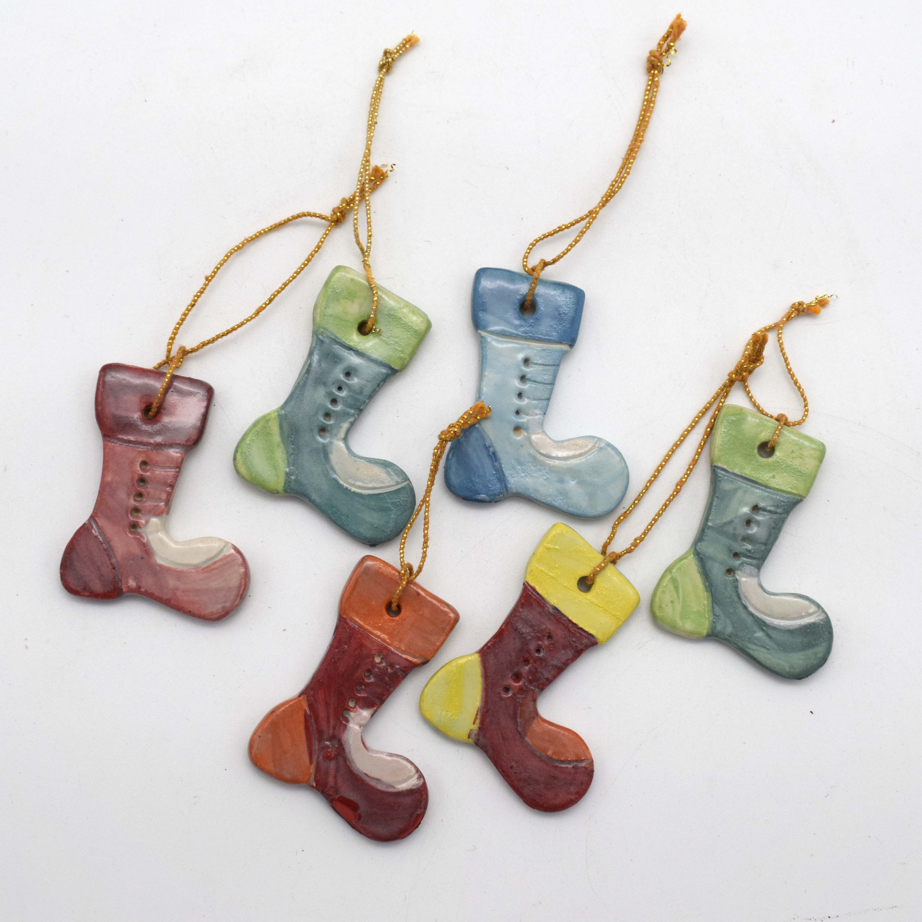 Cheerful Sock ornaments for Christmas Trees set of 6