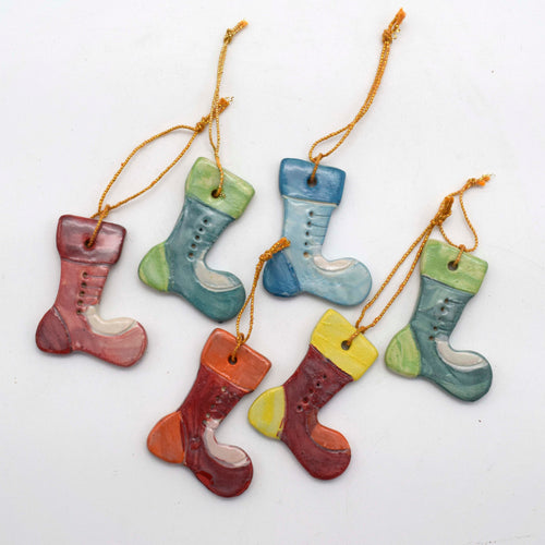 Cheerful Sock ornaments for Christmas Trees set of 6