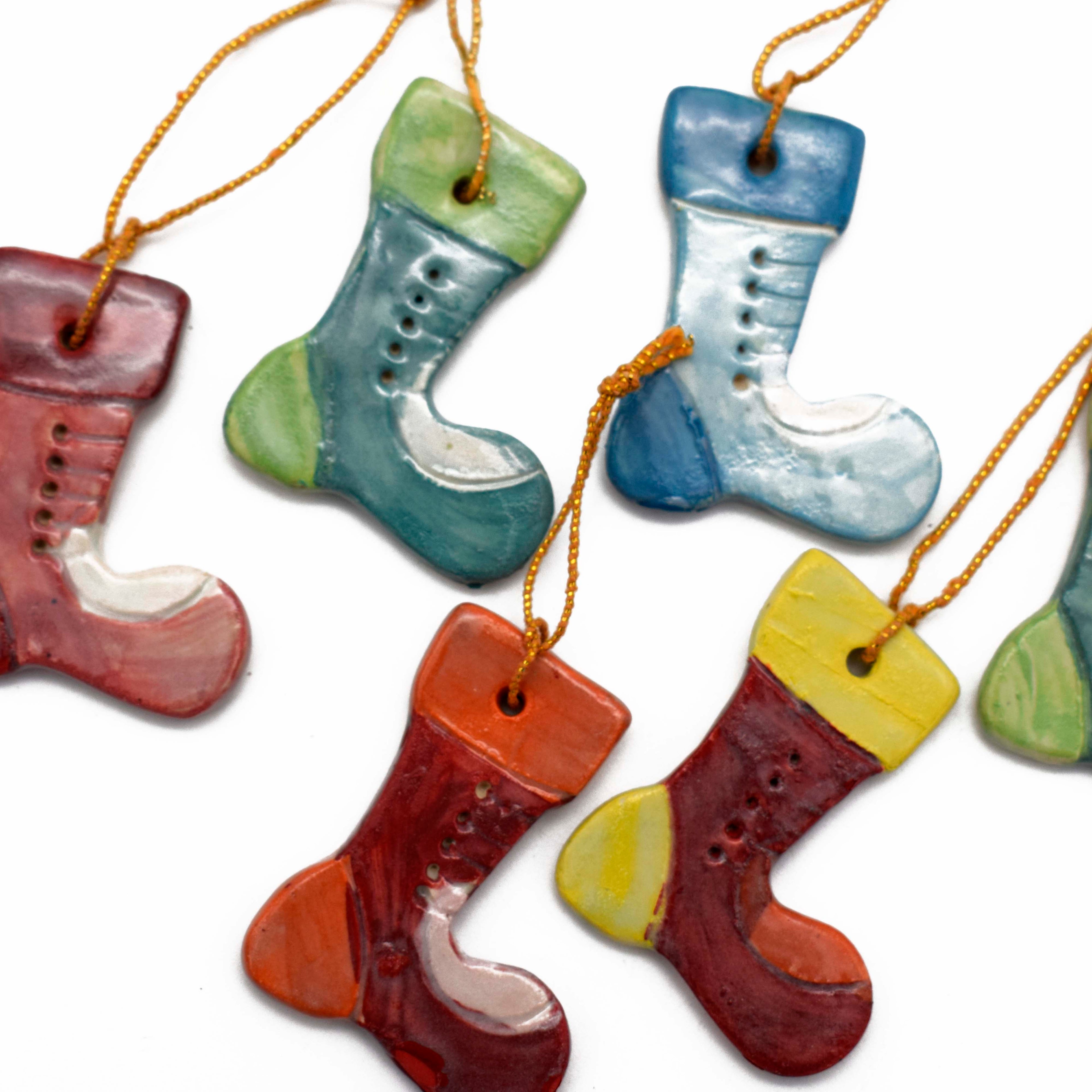 Cheerful Sock ornaments for Christmas Trees set of 6