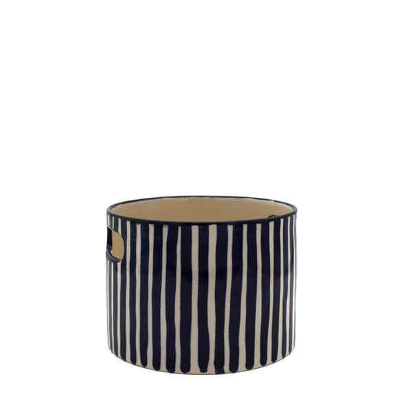 Blue striped vase/ serving bowl medium