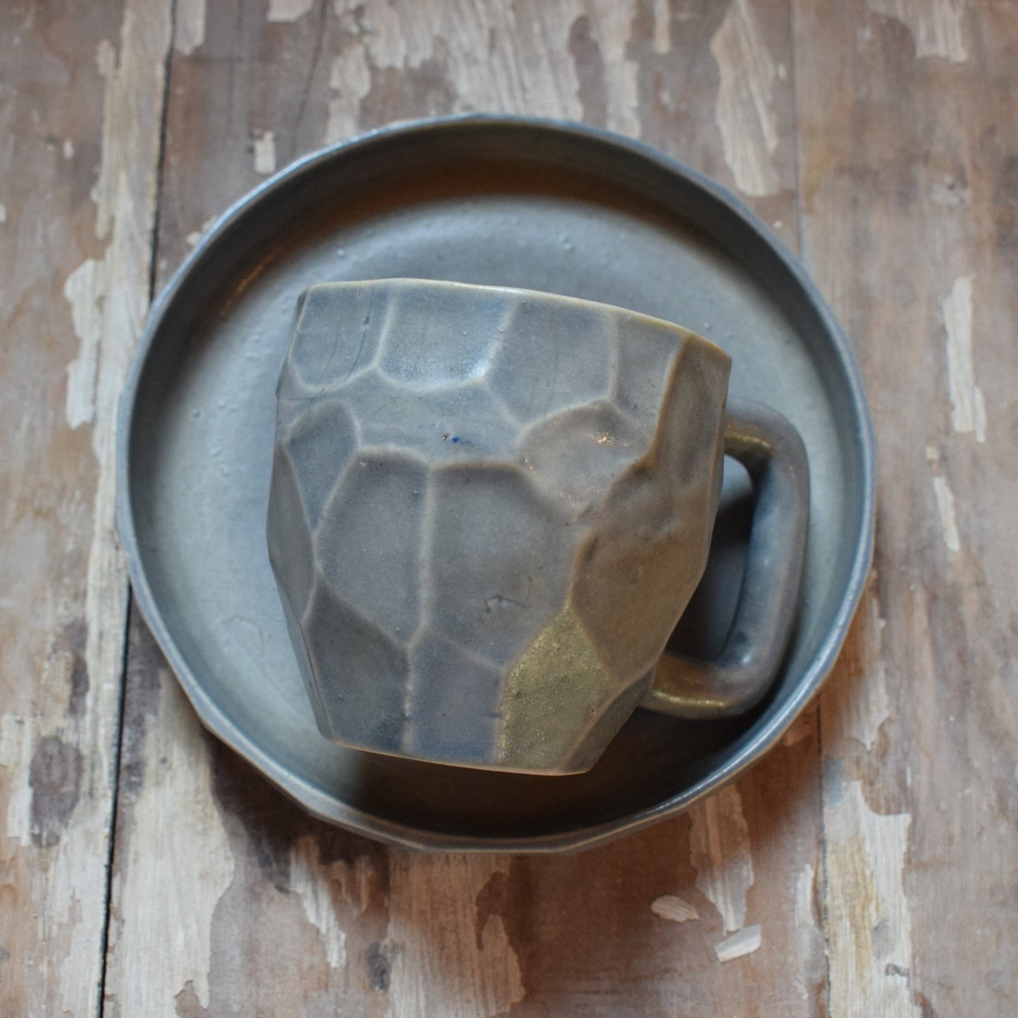 Faceted Cup and Saucer