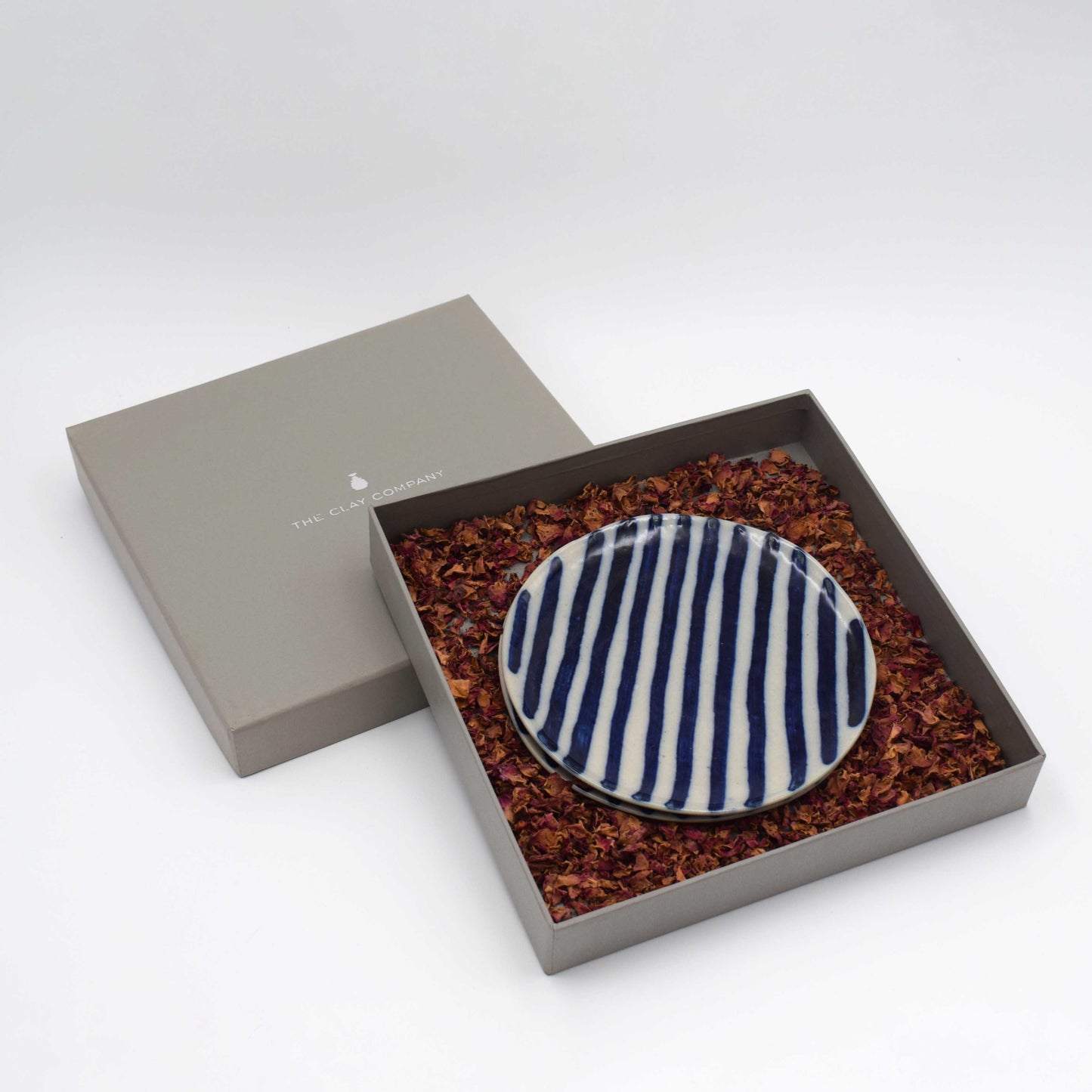 Blue stripe dessert plates 6" set of 2