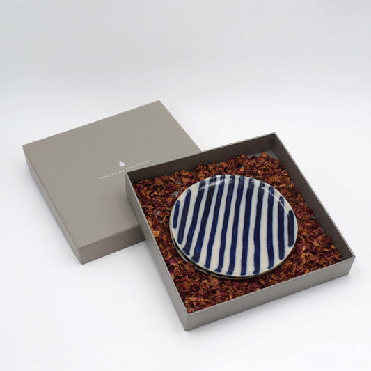 Blue stripe dessert plates 6" set of 2