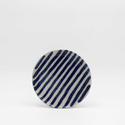 Blue stripe dessert plates 6" set of 2
