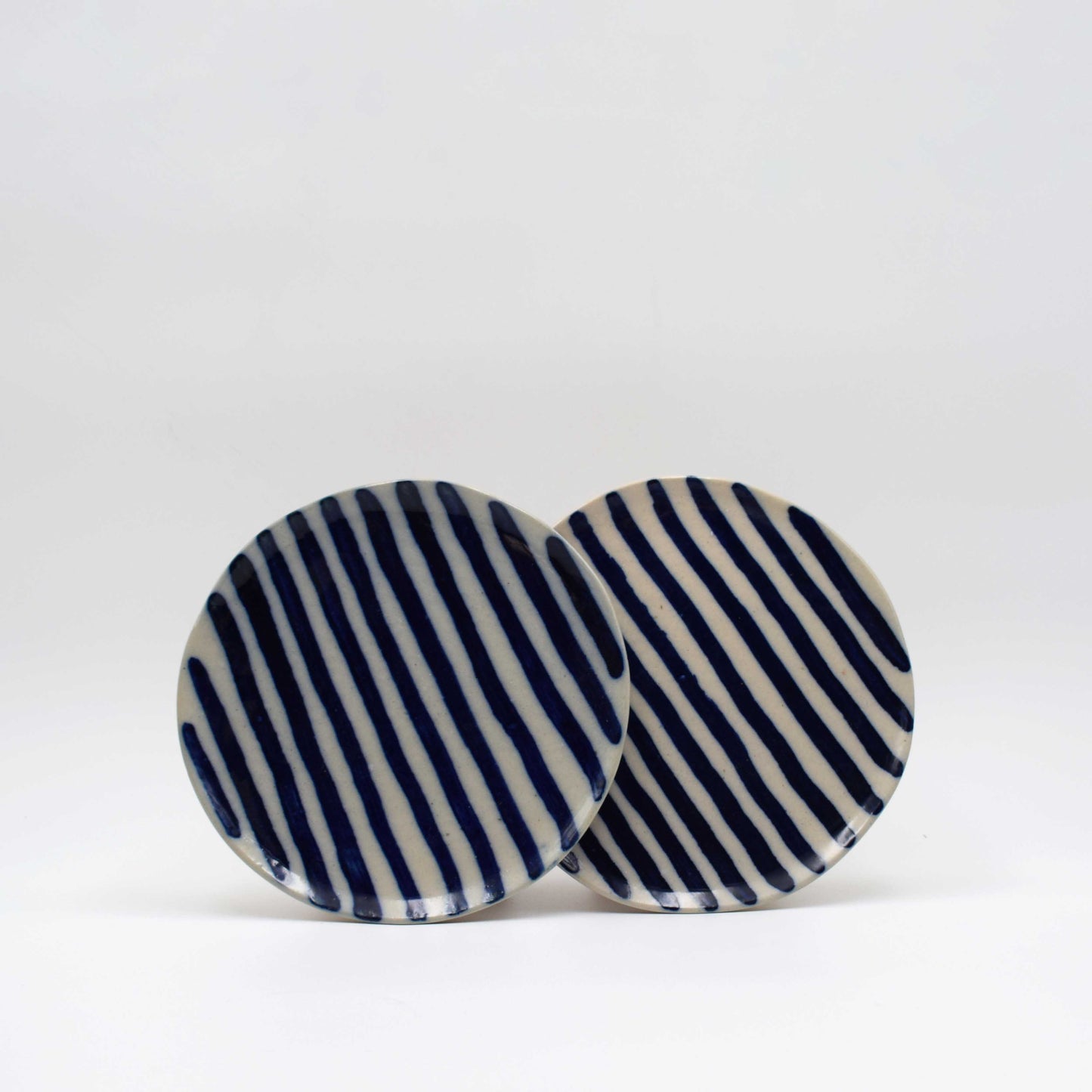 Blue stripe dessert plates 6" set of 2