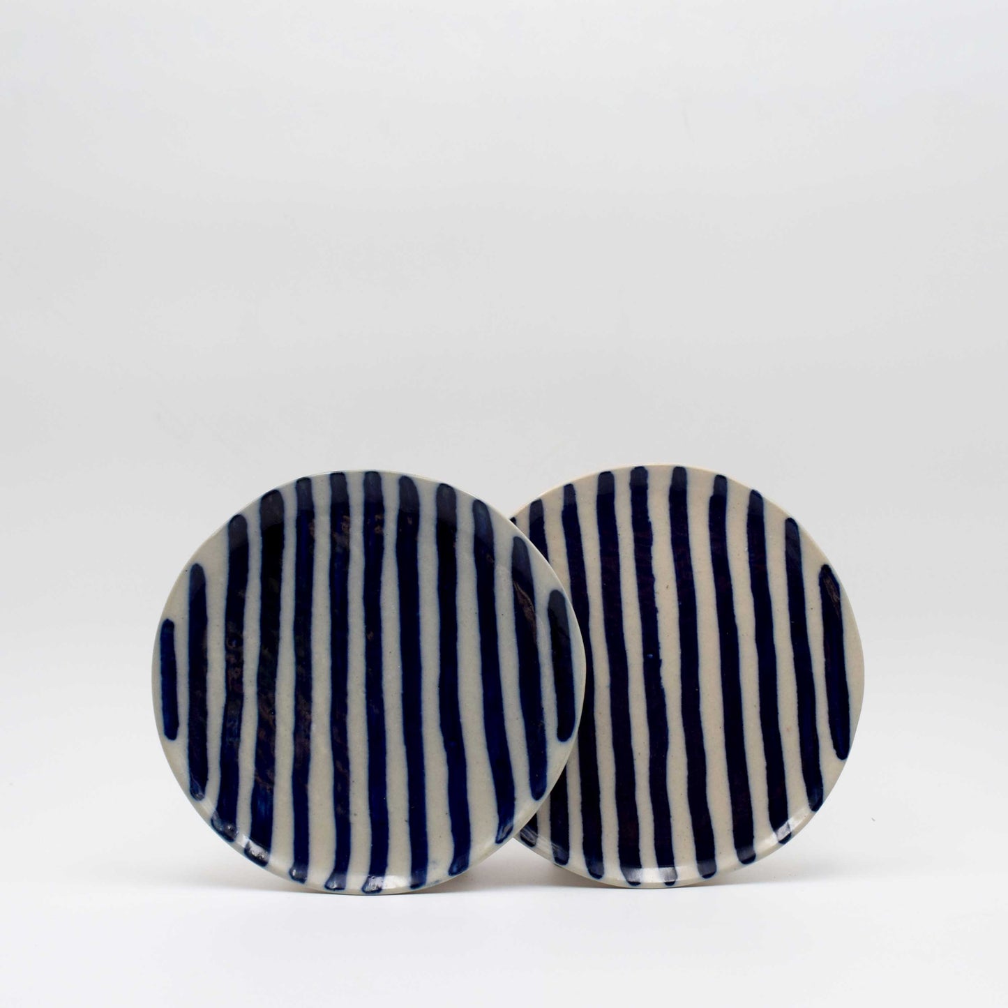 Blue stripe dessert plates 6" set of 2