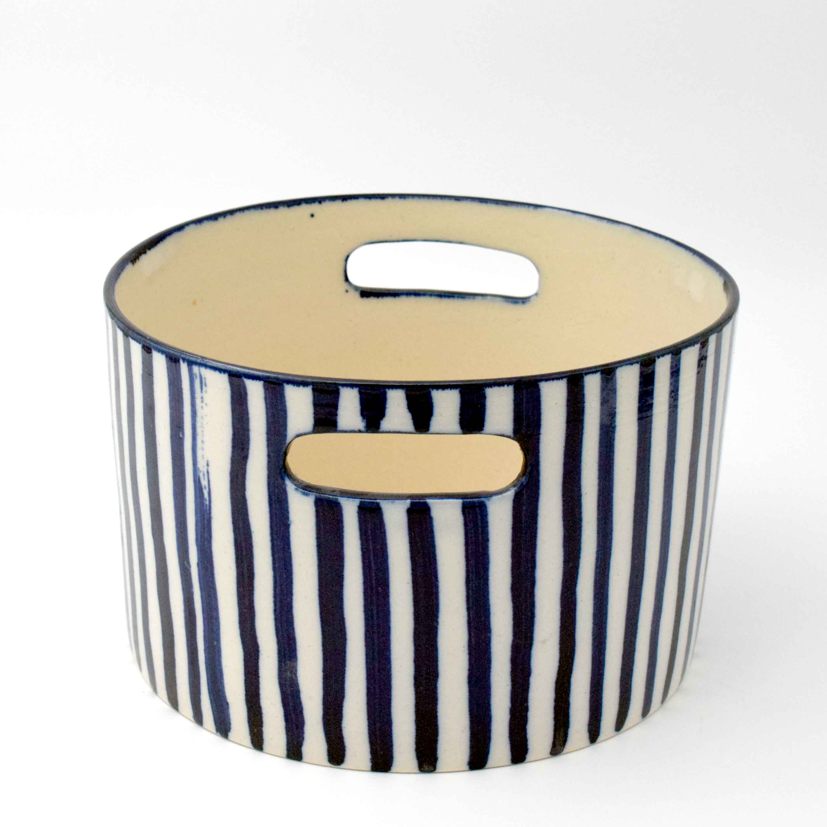 Blue Striped Serving bowl Large