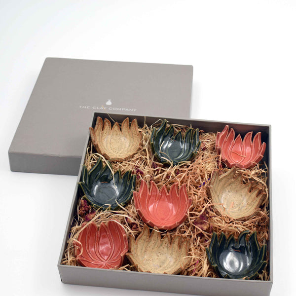 Lotus Ghee Diyas (set of 9)