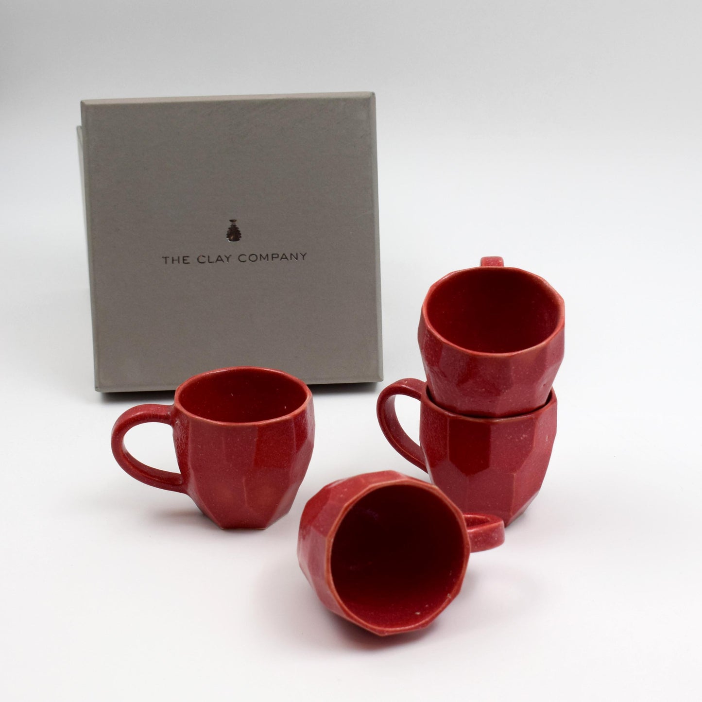 Facetted espresso cups-Red- (set of 4)