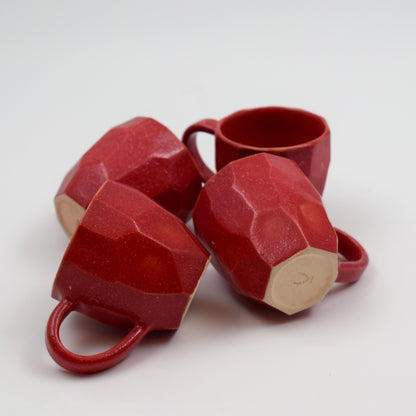 Facetted espresso cups-Red- (set of 4)