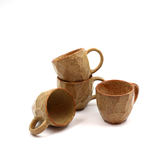 Facetted espresso cups (set of 4) - Fiery Dijon