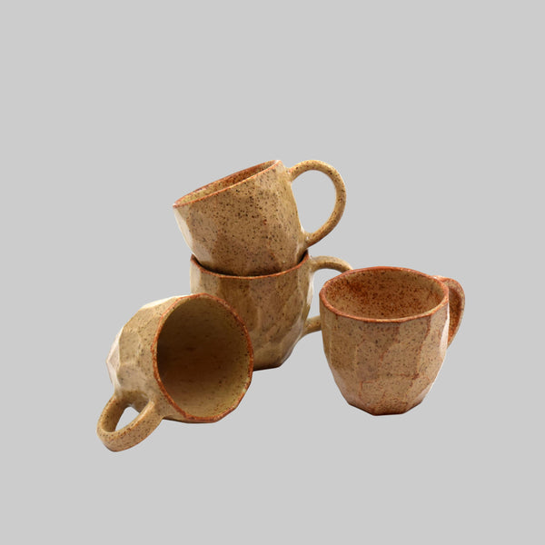 Faceted espresso cups (set of 4) - Fiery Dijon
