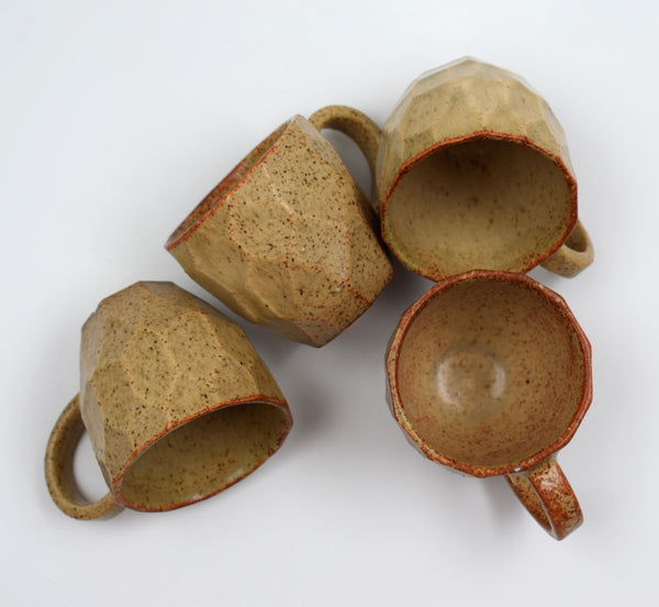 Faceted espresso cups (set of 4) - Fiery Dijon