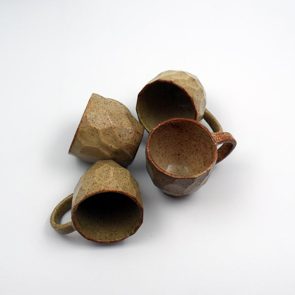 Faceted espresso cups (set of 4) - Fiery Dijon