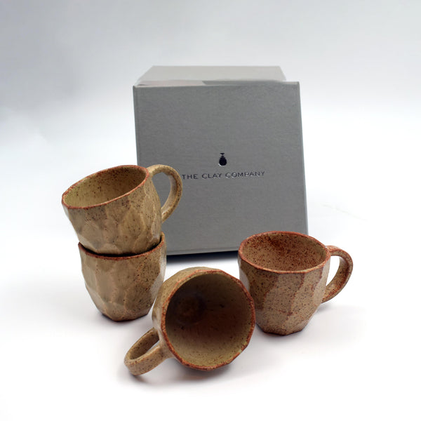 Faceted espresso cups (set of 4) - Fiery Dijon