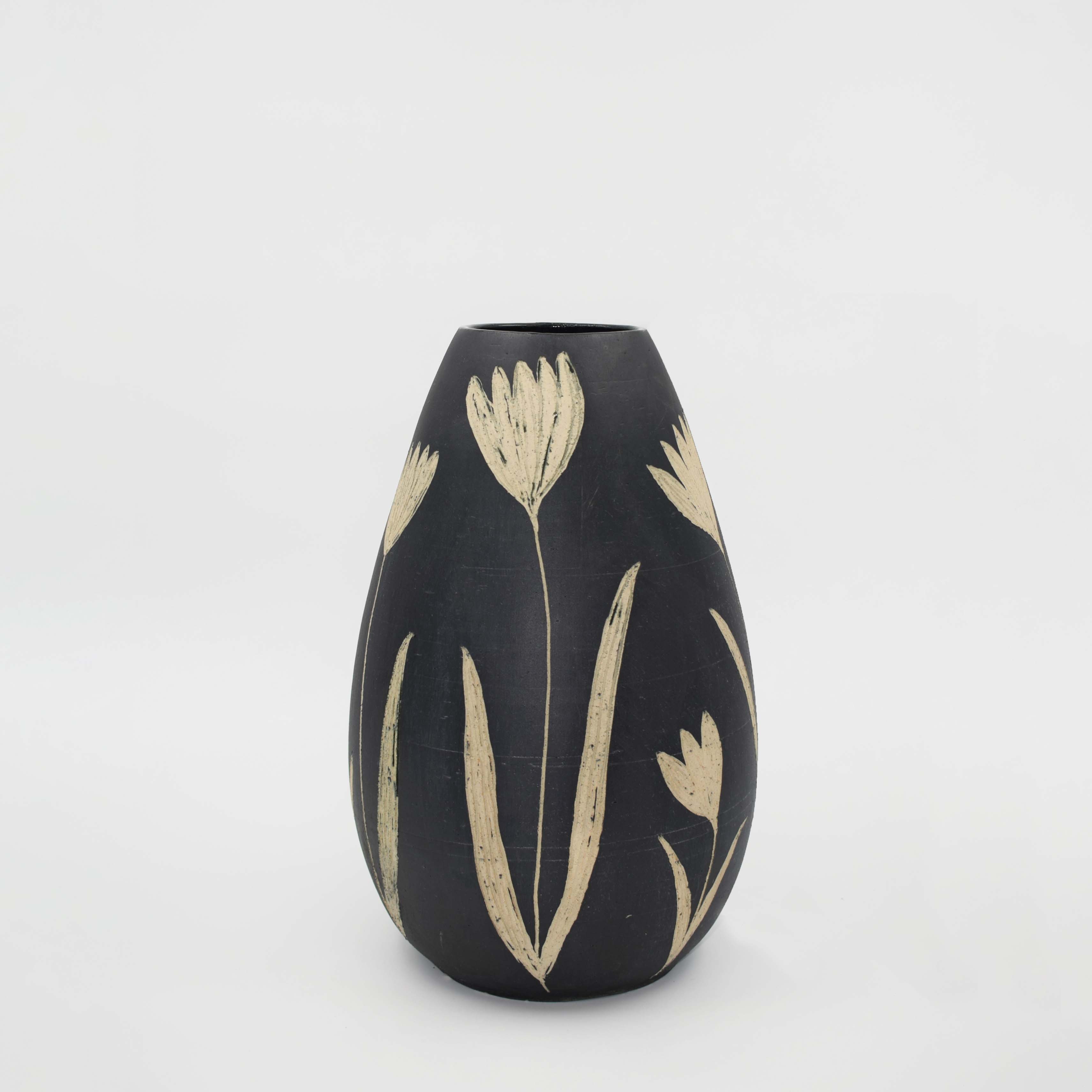 Sgraffito Lily Giant Bud Vase