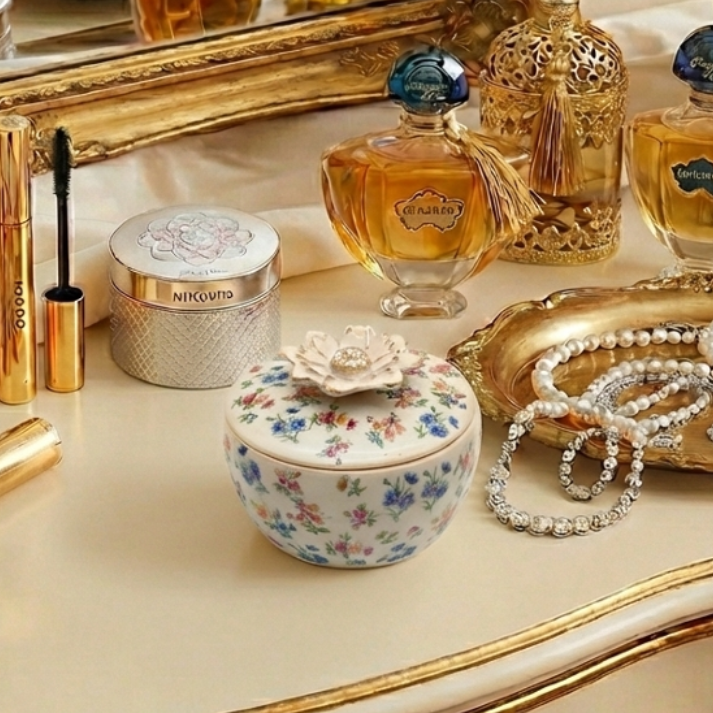 Sky Full of Flowers - Lidded Box - with Gold Tipped Knob