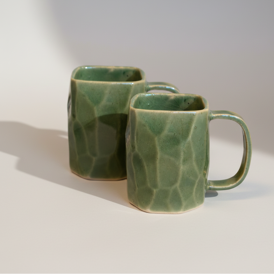 Faceted Square Mugs (Pair)