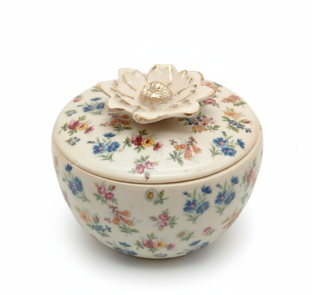 Sky Full of Flowers - Lidded Box - with Gold Tipped Knob