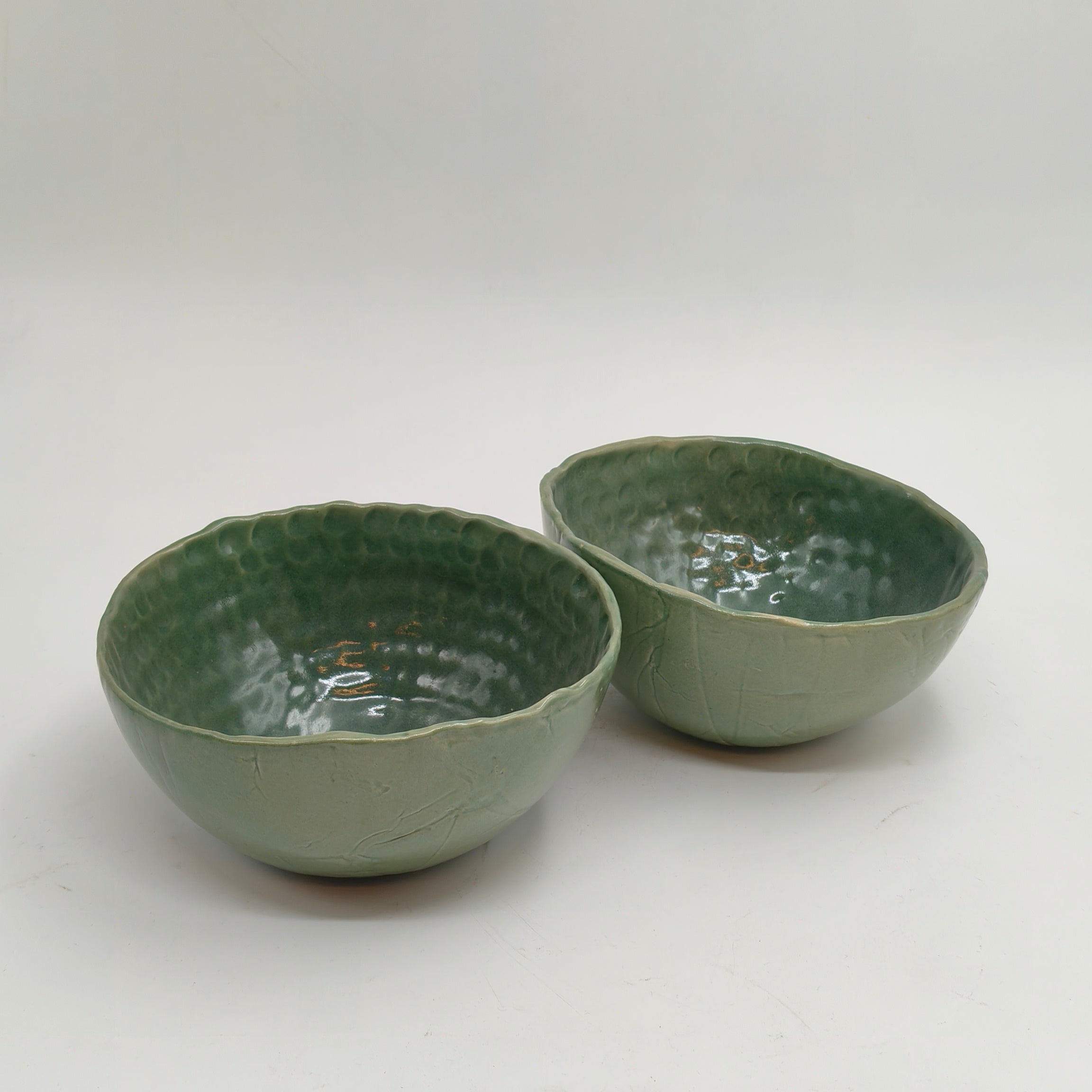 Green Pinched Bowl (Pair)