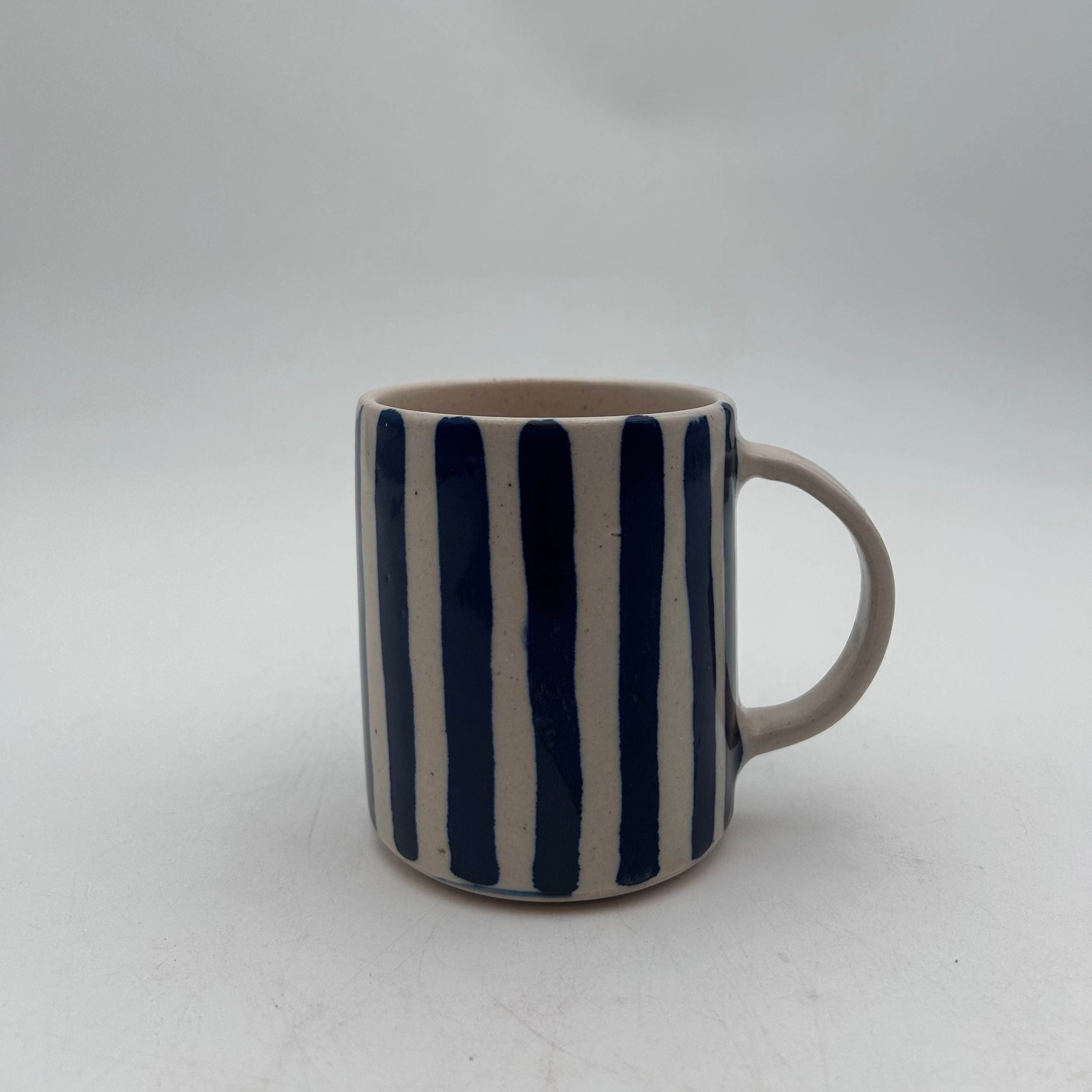 Blue and White Striped Mugs (Set of 2)