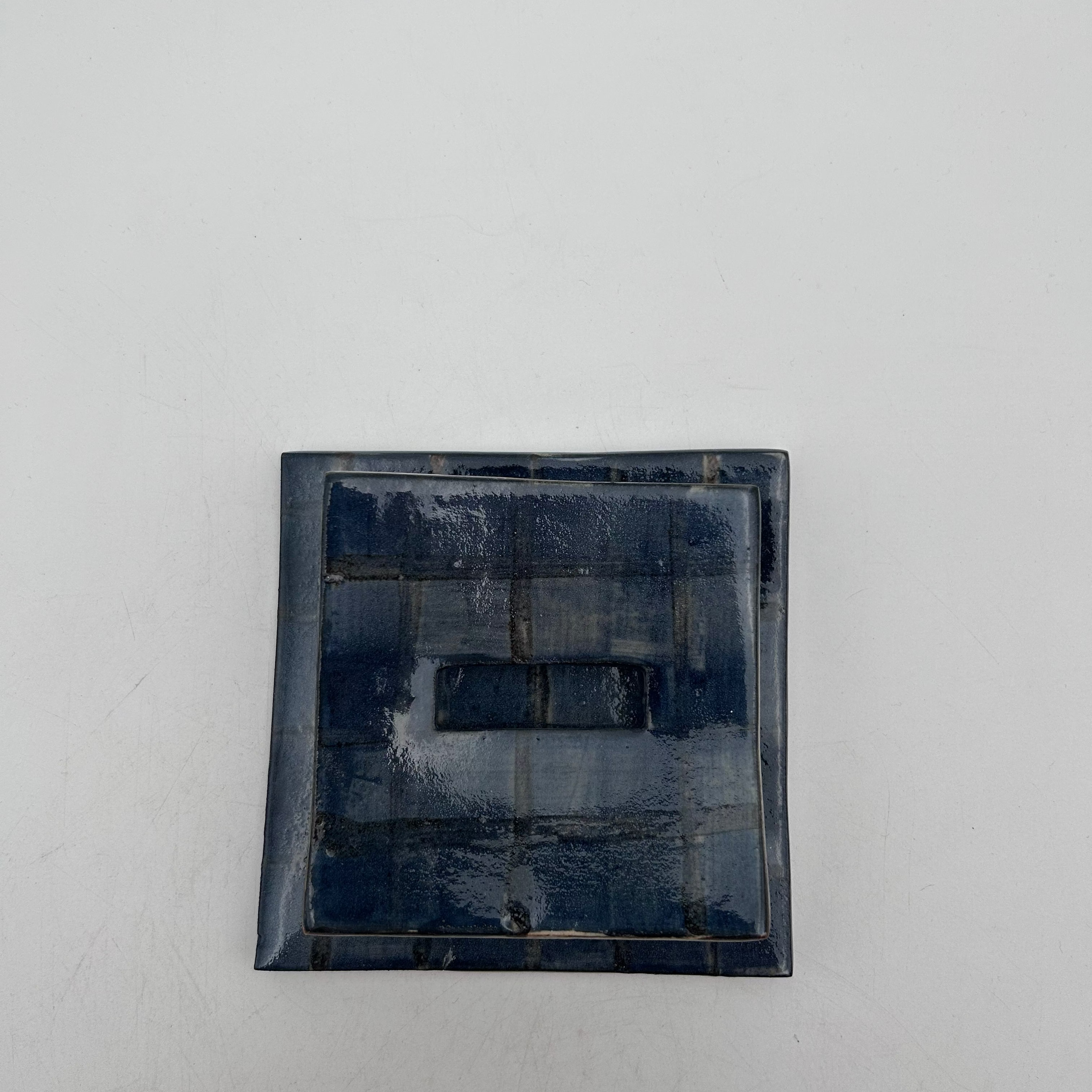 Blue purple check Soap Dish