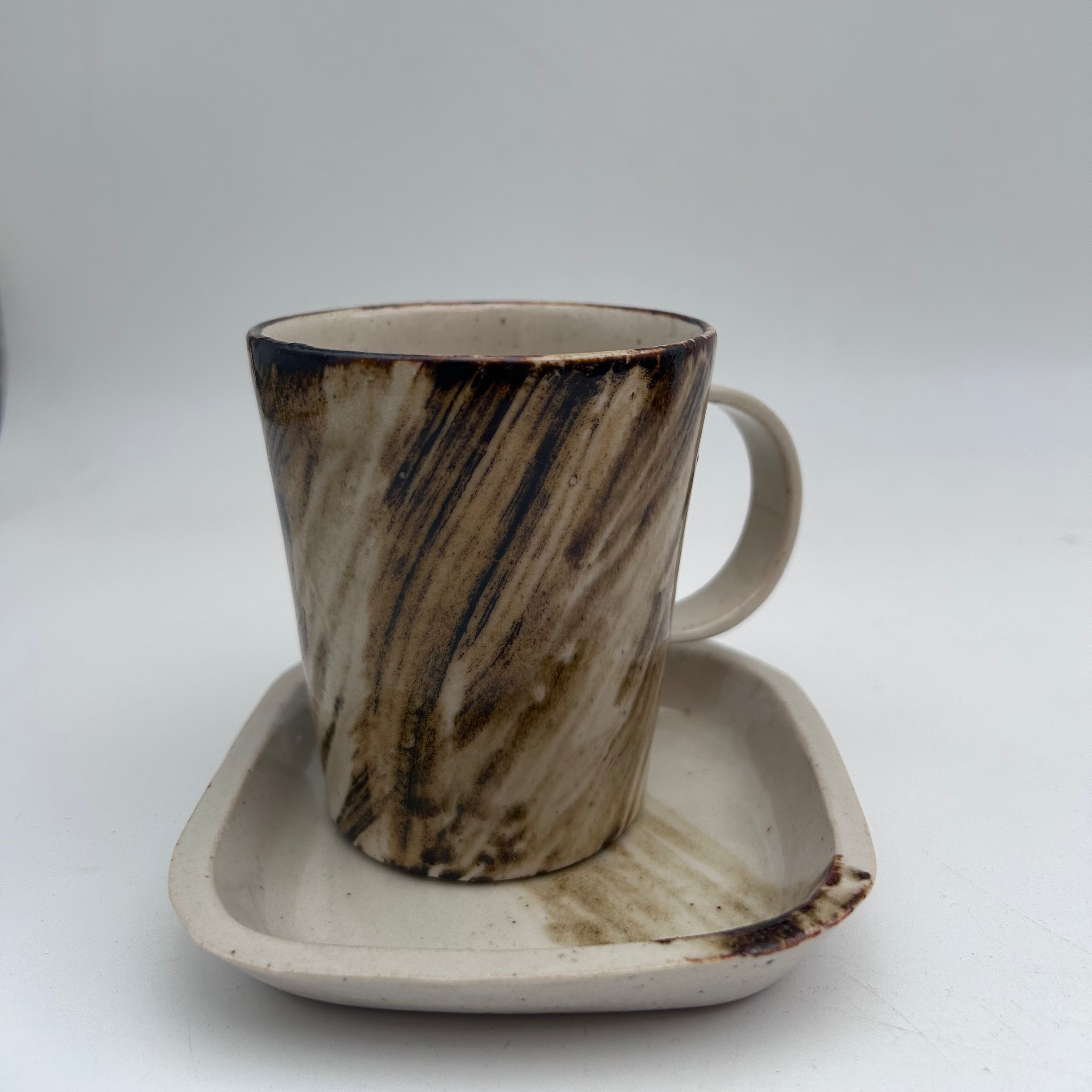 V shaped Cups with Saucers (Set of 4)