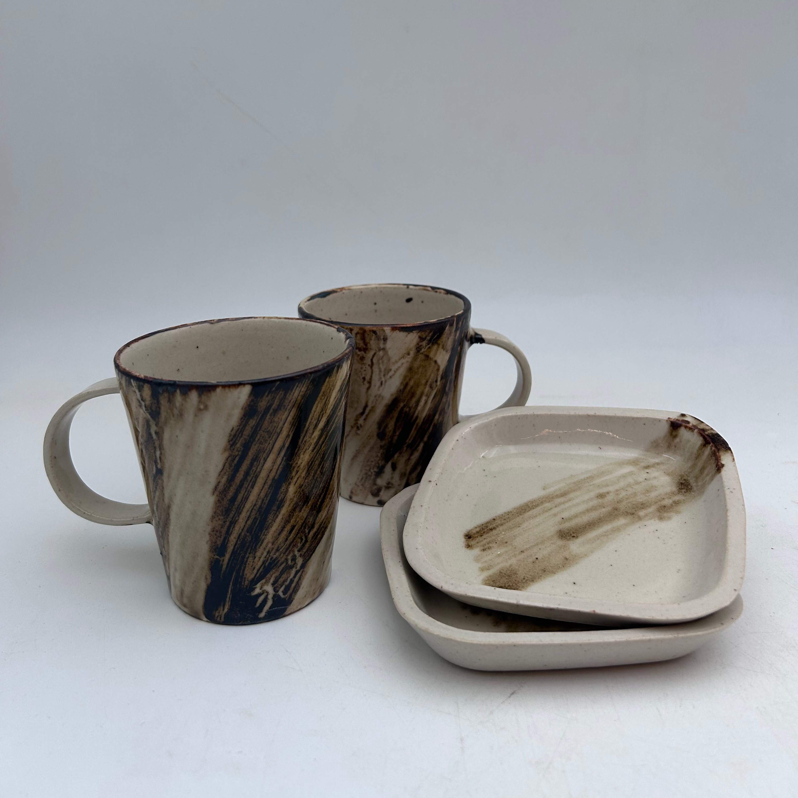 V shaped Cups with Saucers (Set of 4)