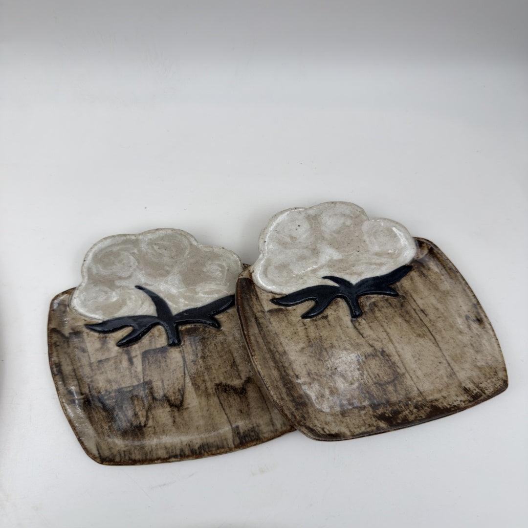 Cotton Sqaure Canape Plates (Set of 2)