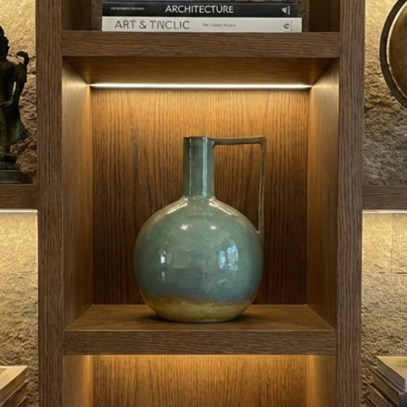 Moon Handle Vase - Patina Green