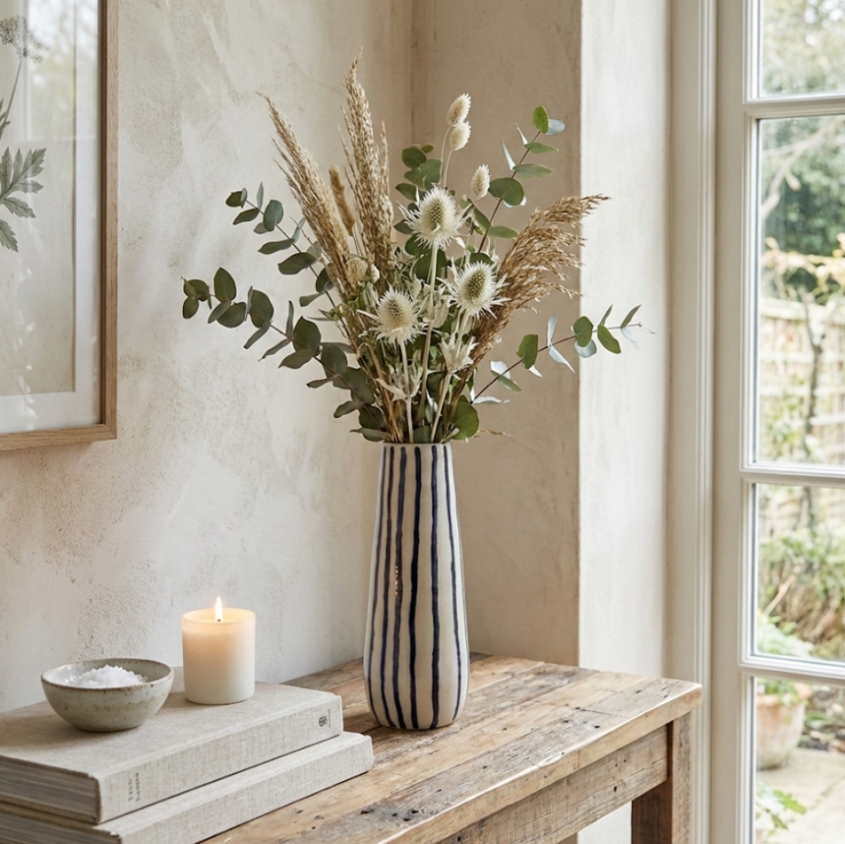 Blue striped Bottle Vase