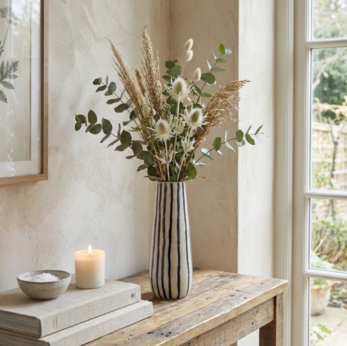 Blue striped Bottle Vase