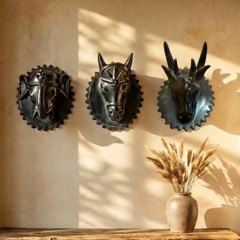 Black Animals Wall Hanging Trio