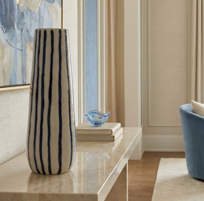 Blue striped Bottle Vase