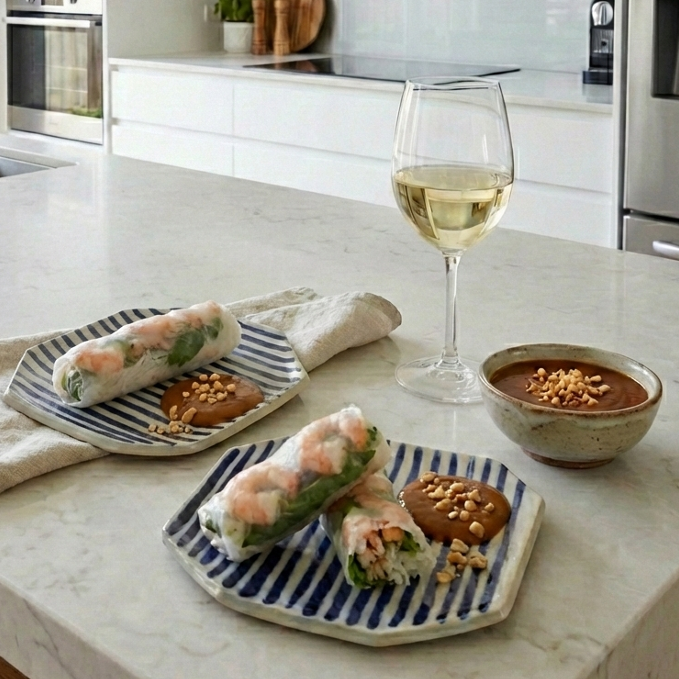 Cobalt Stripes - Octagonal Canape Plates (Pair)