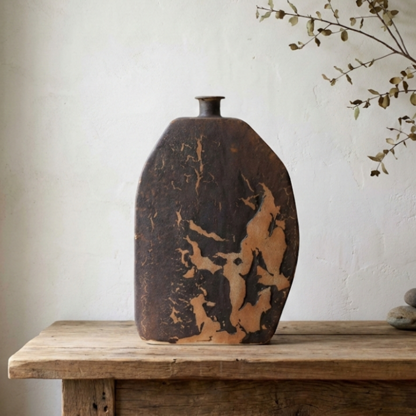 Urban Pause Flat Vase - TEXTURED BROWN