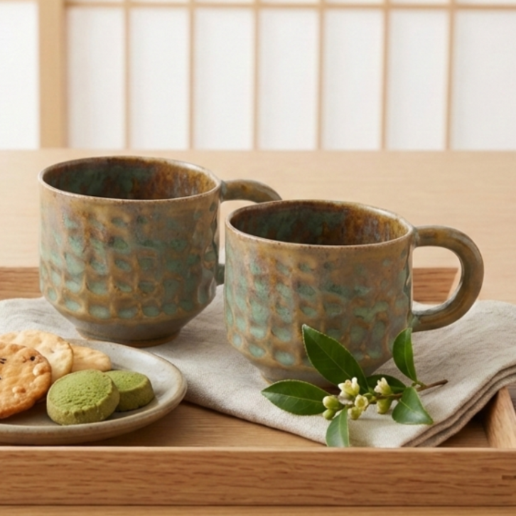 Pinched Barrel tea cups (pair)