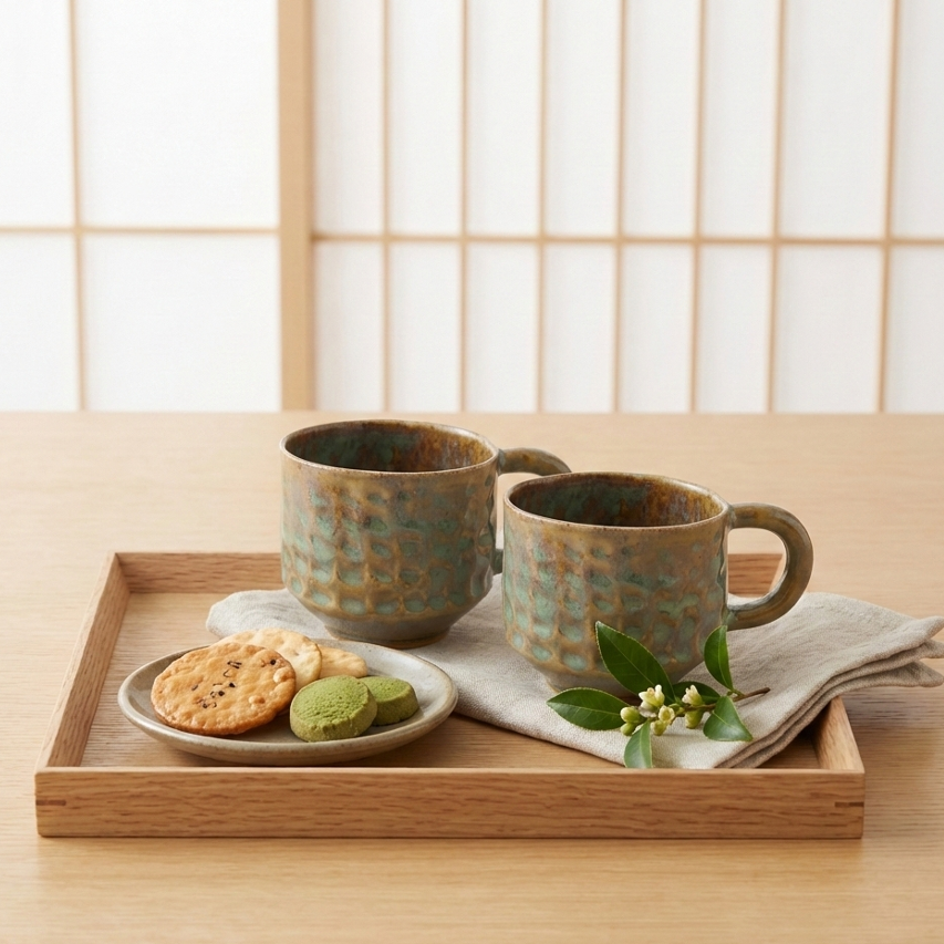 Pinched Barrel tea cups (pair)